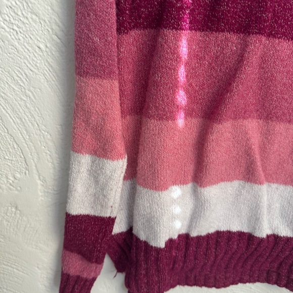 🌺 5 x 25 🌺 Time and Tru Women's Super Soft Pullover Pink Stripe Sweater SzM 8-10 - Picture 6 of 6